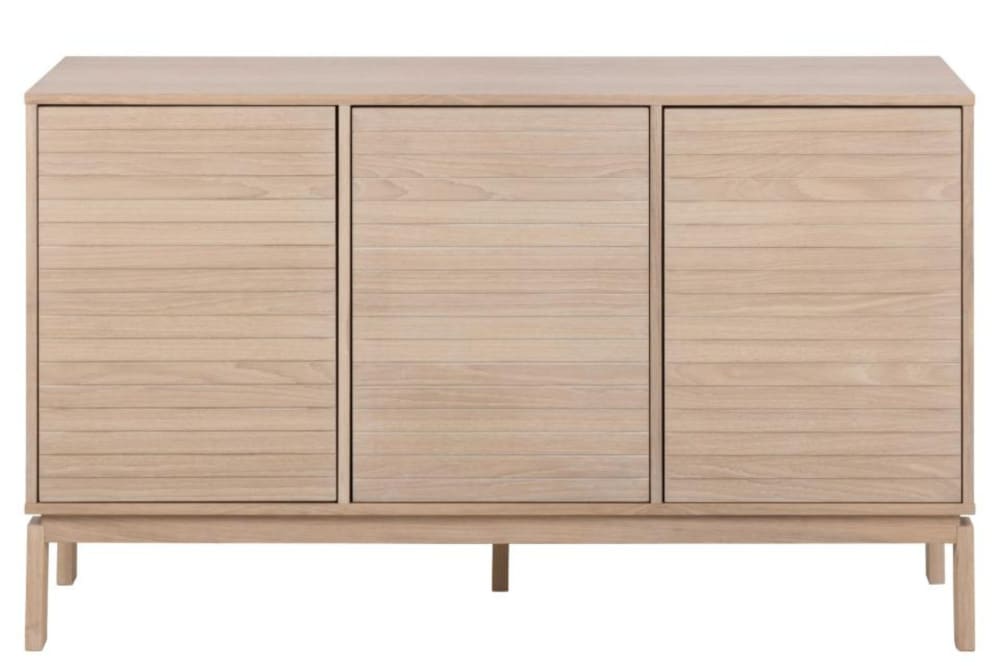 Buffet bas de salle à manger en chêne blanchi 3 portes L135