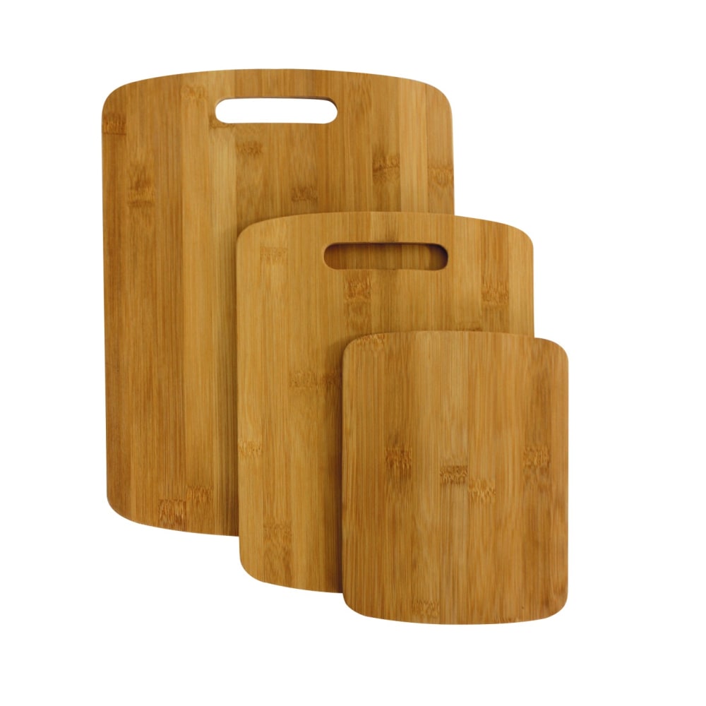 Lot de 3 planches à découper en bambou naturel 24 x 20 x 15 cm