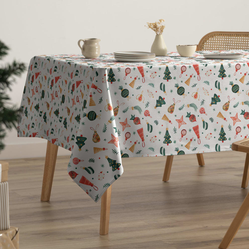 Mantel navidad impermeable algodón tacto tela 160x350 cm