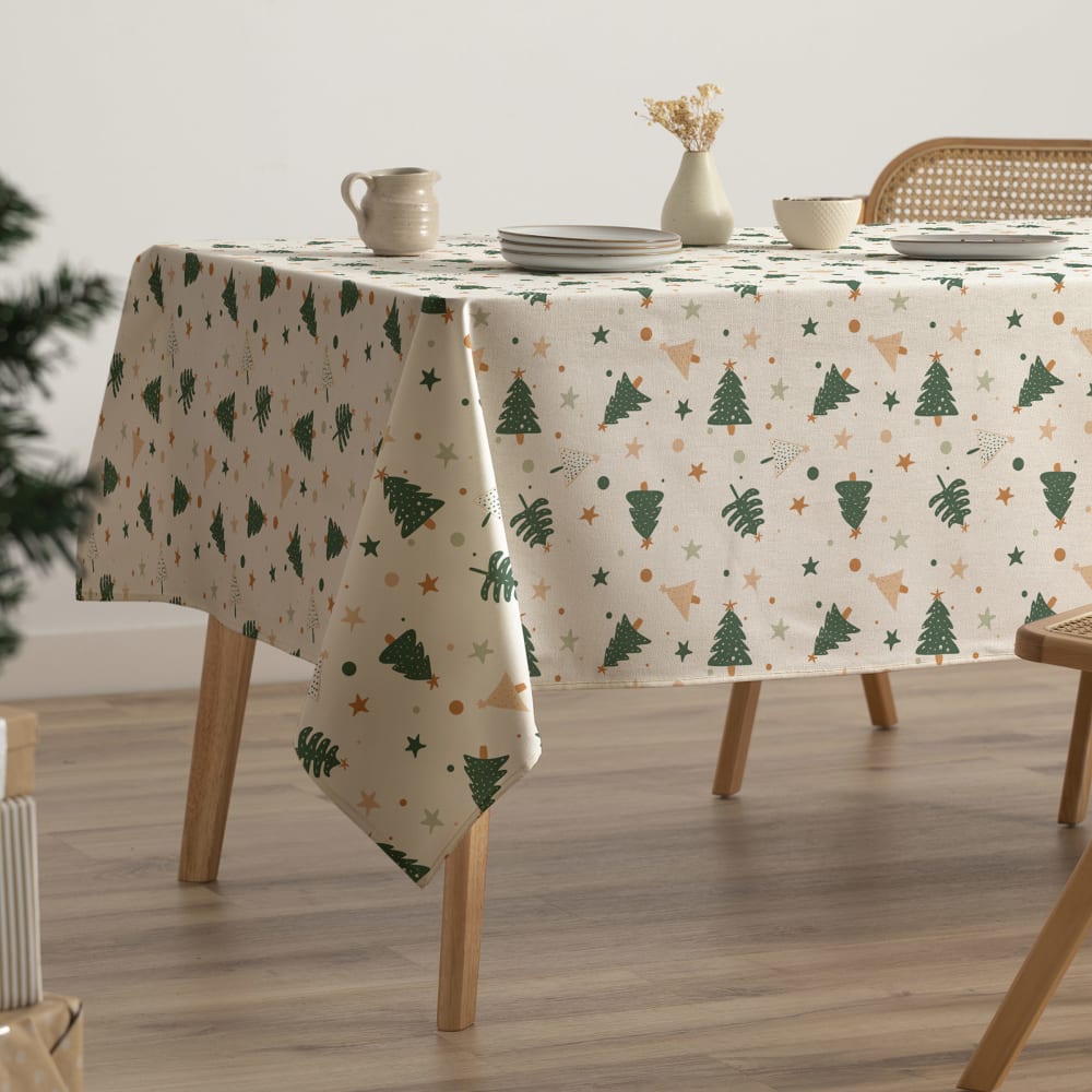 Nappe de Noël anti-taches en coton 160x100 cm