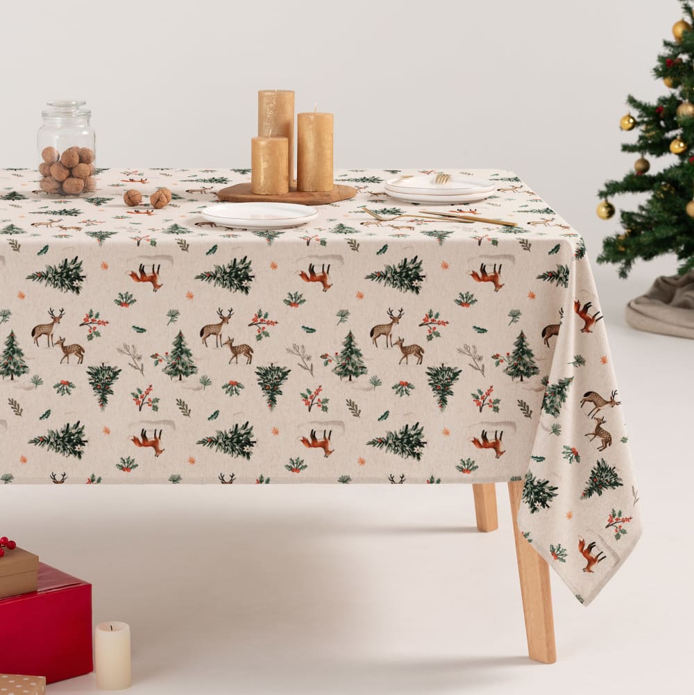 Mantel navidad impermeable algodón tacto tela 160x240 cm