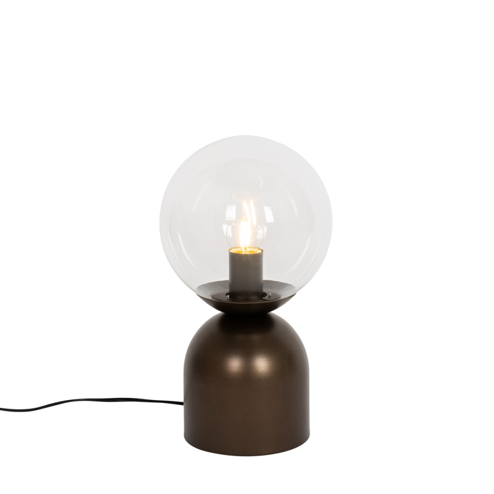 QAZQA Tischlampe Bronze mit klarem Glas, Hotel-Chic style modern Gold Metall