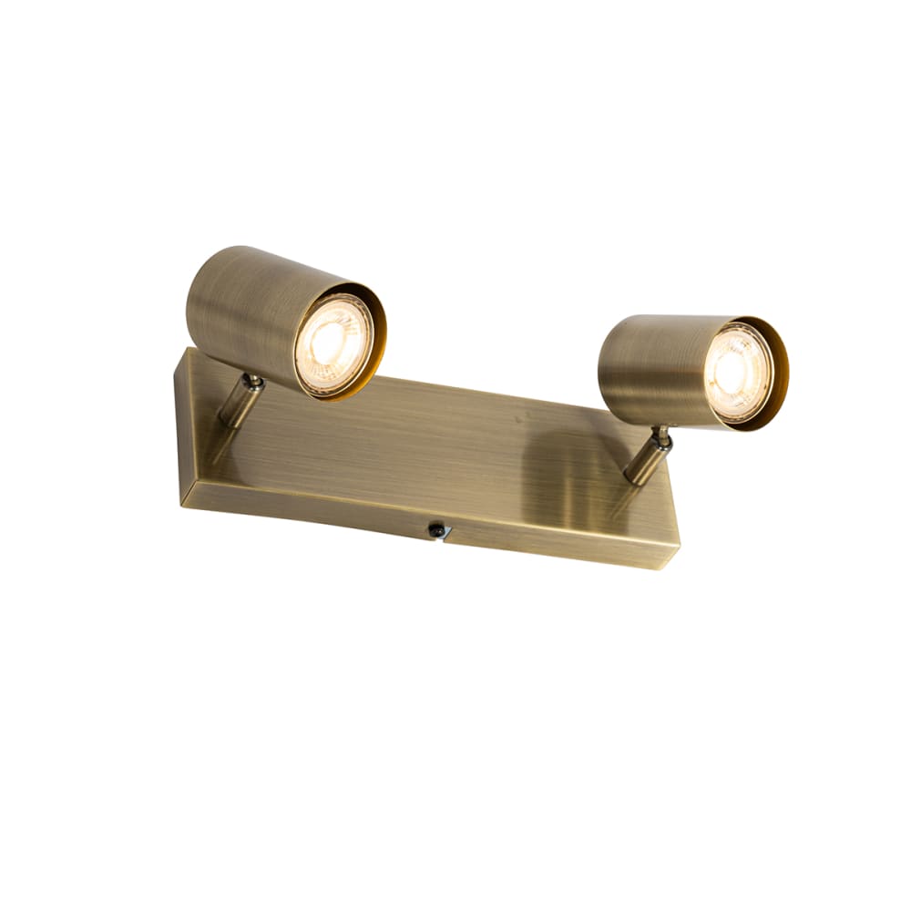 QAZQA Deckenleuchte 2-flammig, verstellbar rechteckig aus Bronze style modern Gold Metall