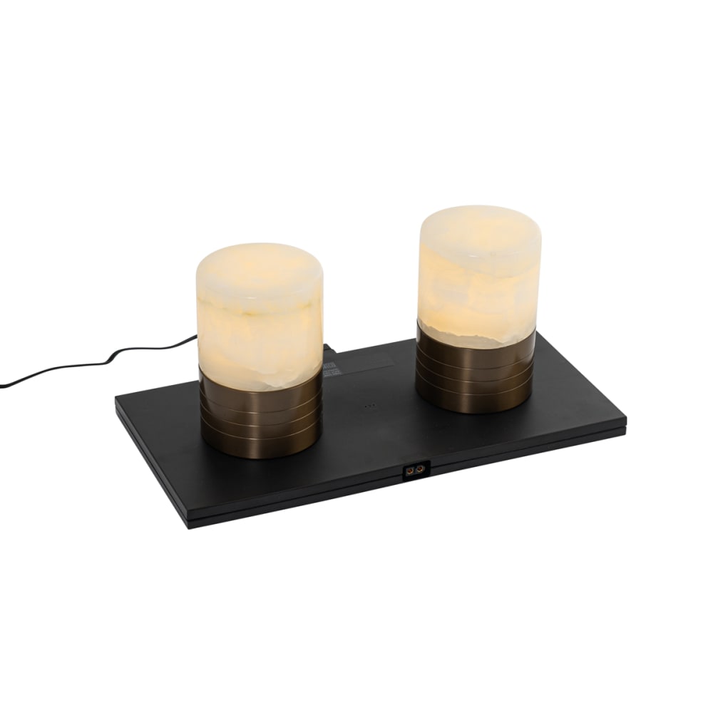 QAZQA Set mit 2 Tischleuchten dunkelbronze, RGBW, wiederaufladbar style vintage Gold Aluminium