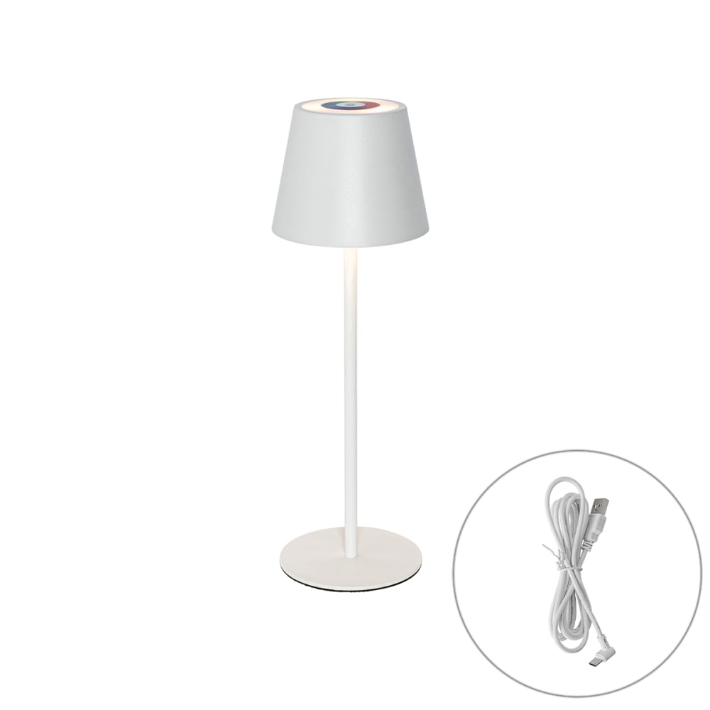 Lampe de table blanche LED dimmable RGB rechargeable IP54