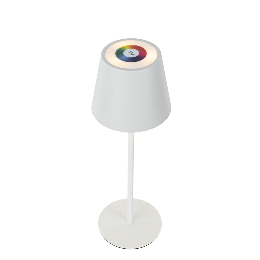 Lampe de table blanche led dimmable rgb rechargeable ip54 — vue 3
