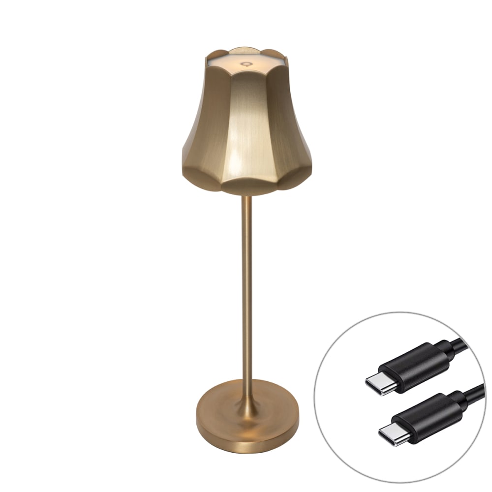 Lampe de table rétro dorée rechargeable IP44