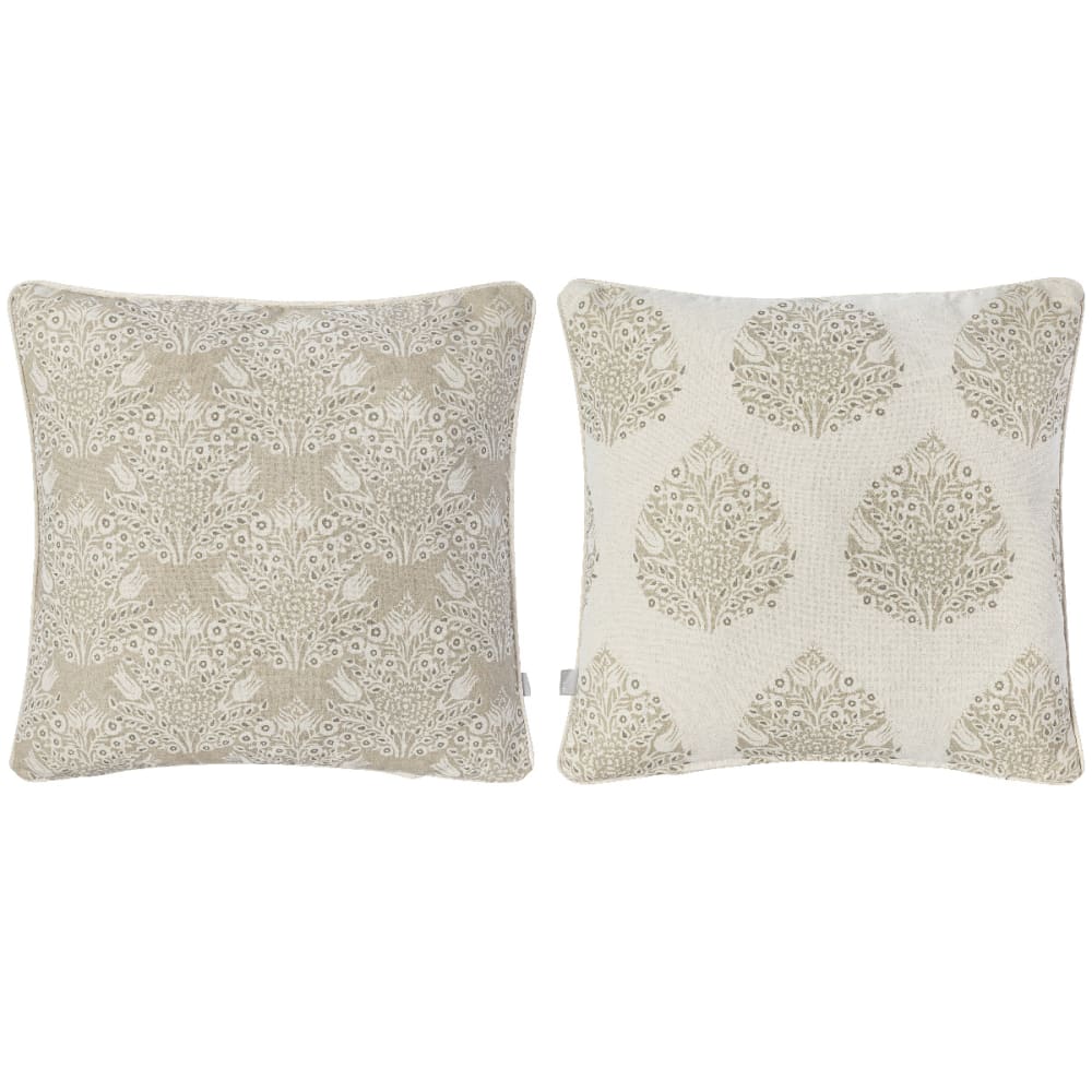 Lot de 2 housses de coussin 100% coton beige