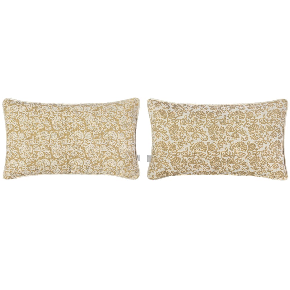 Lot de 2 housses de coussin 100% coton moutarde