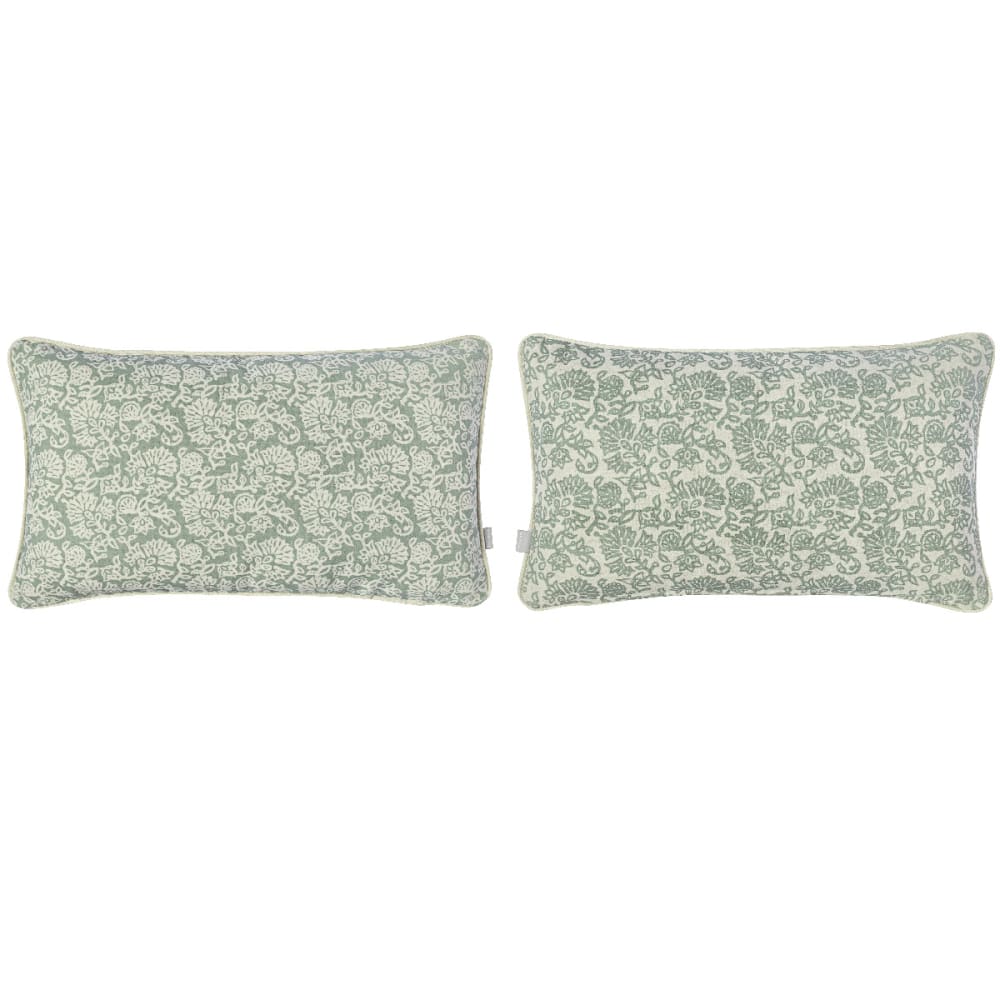 Lot de 2 housses de coussin  100% coton vert