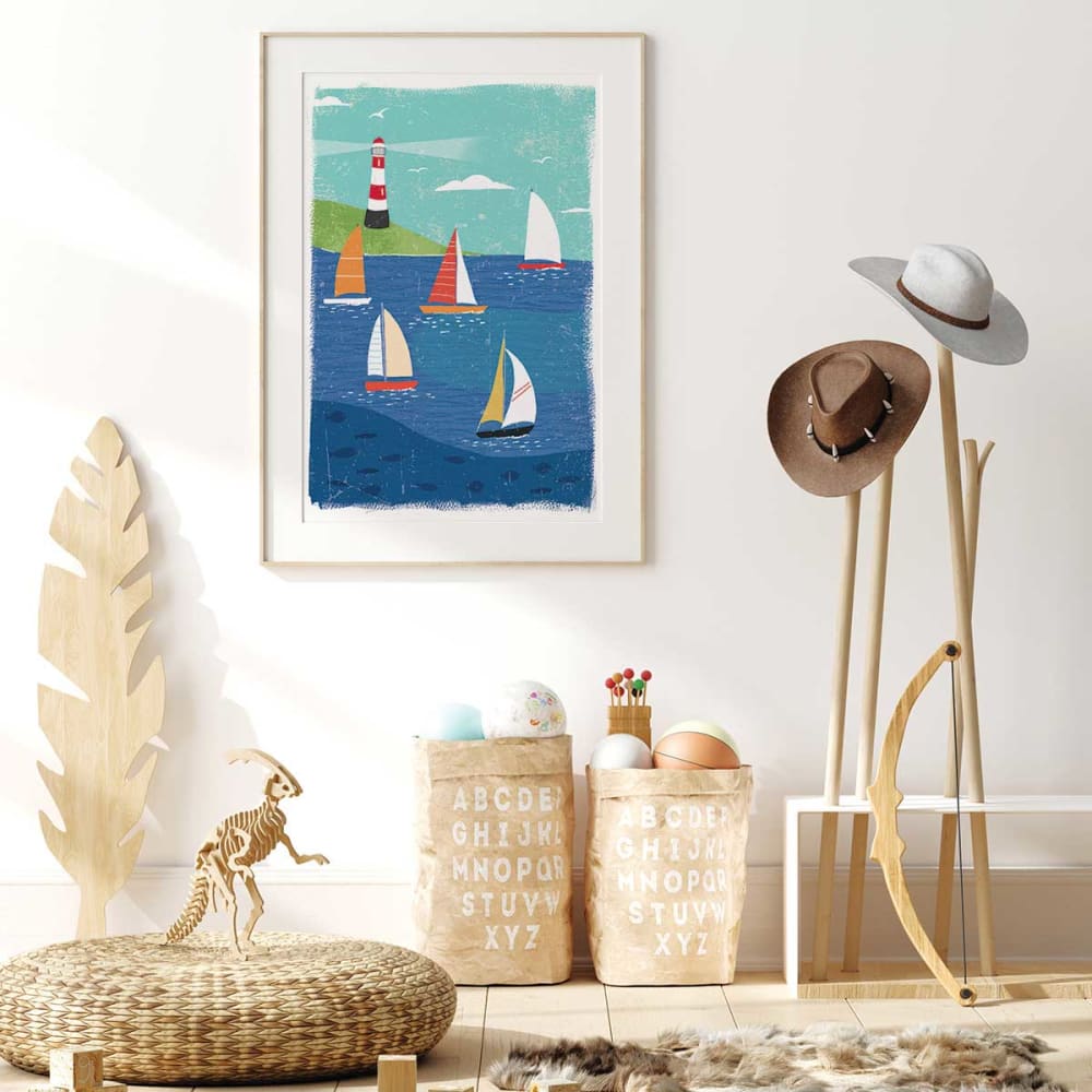 Affiche enfant baie en bretagne  avec cadre bois 40x60 cm (Hexoa) - Image 2