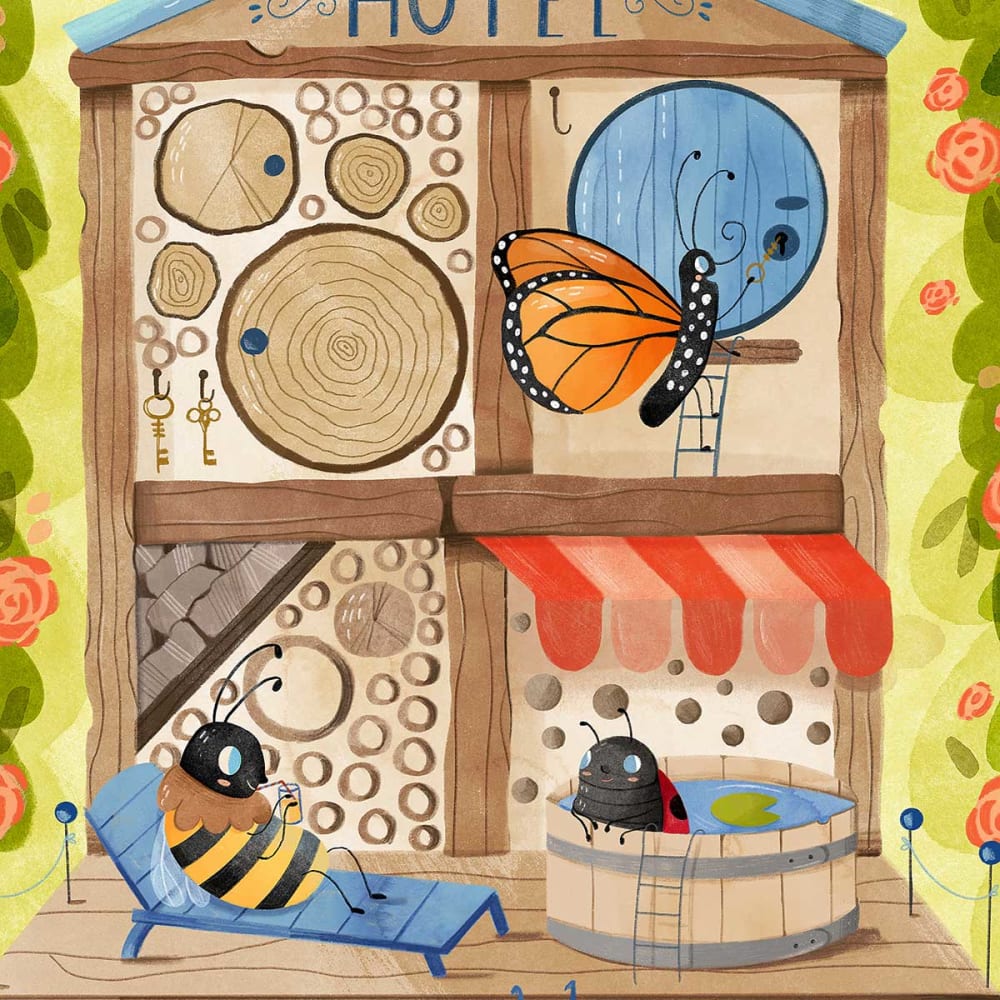 Affiche enfant hôtel pour insectes  avec cadre bois 40x60 cm (Hexoa) - Image 2