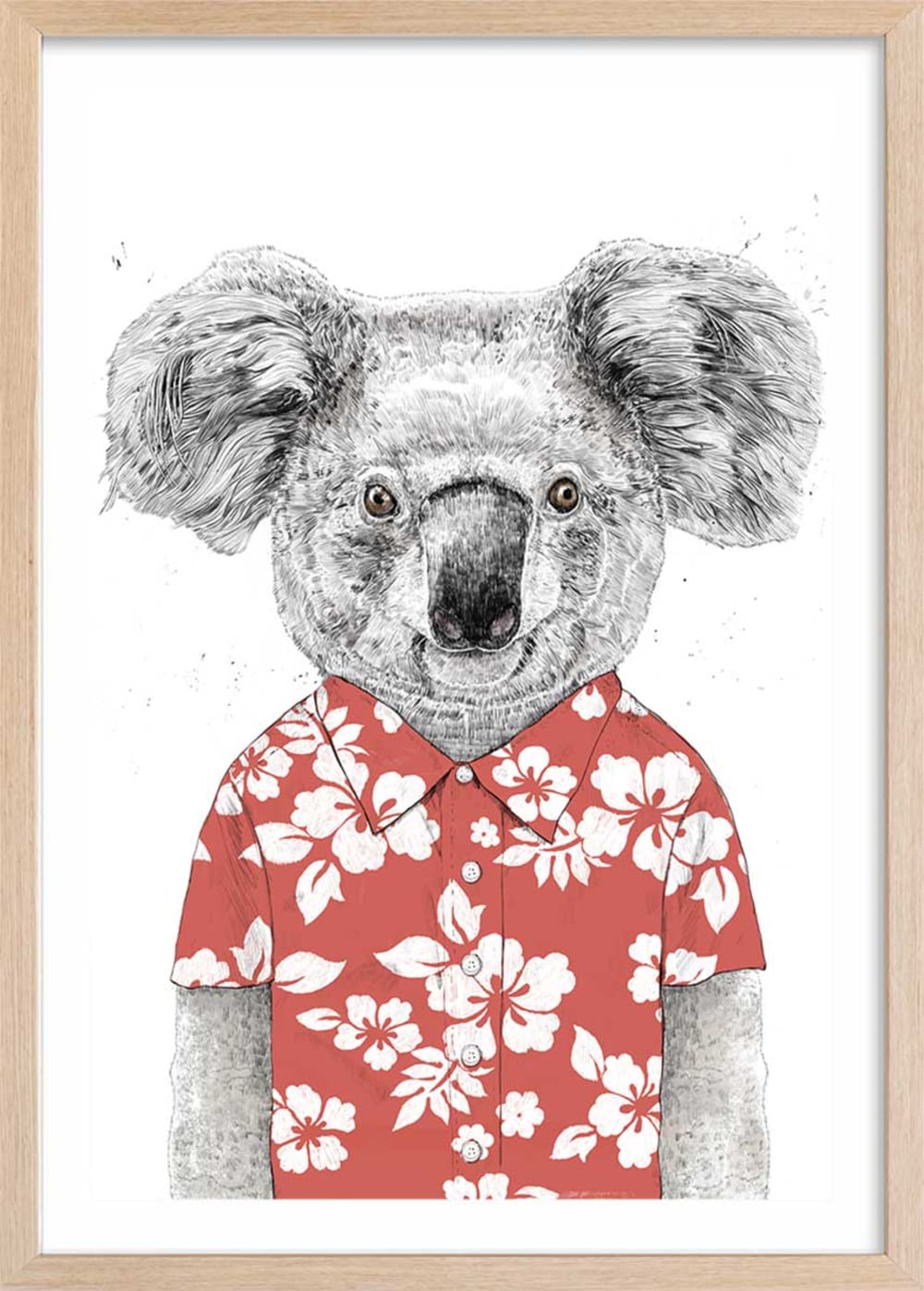 Affiche enfant koala  avec cadre bois 40x60 cm
