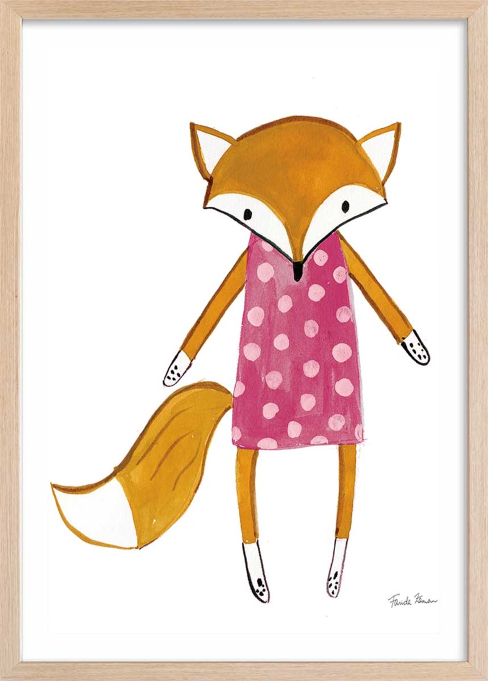 Affiche enfant copine de quartier  avec cadre bois 40x60 cm