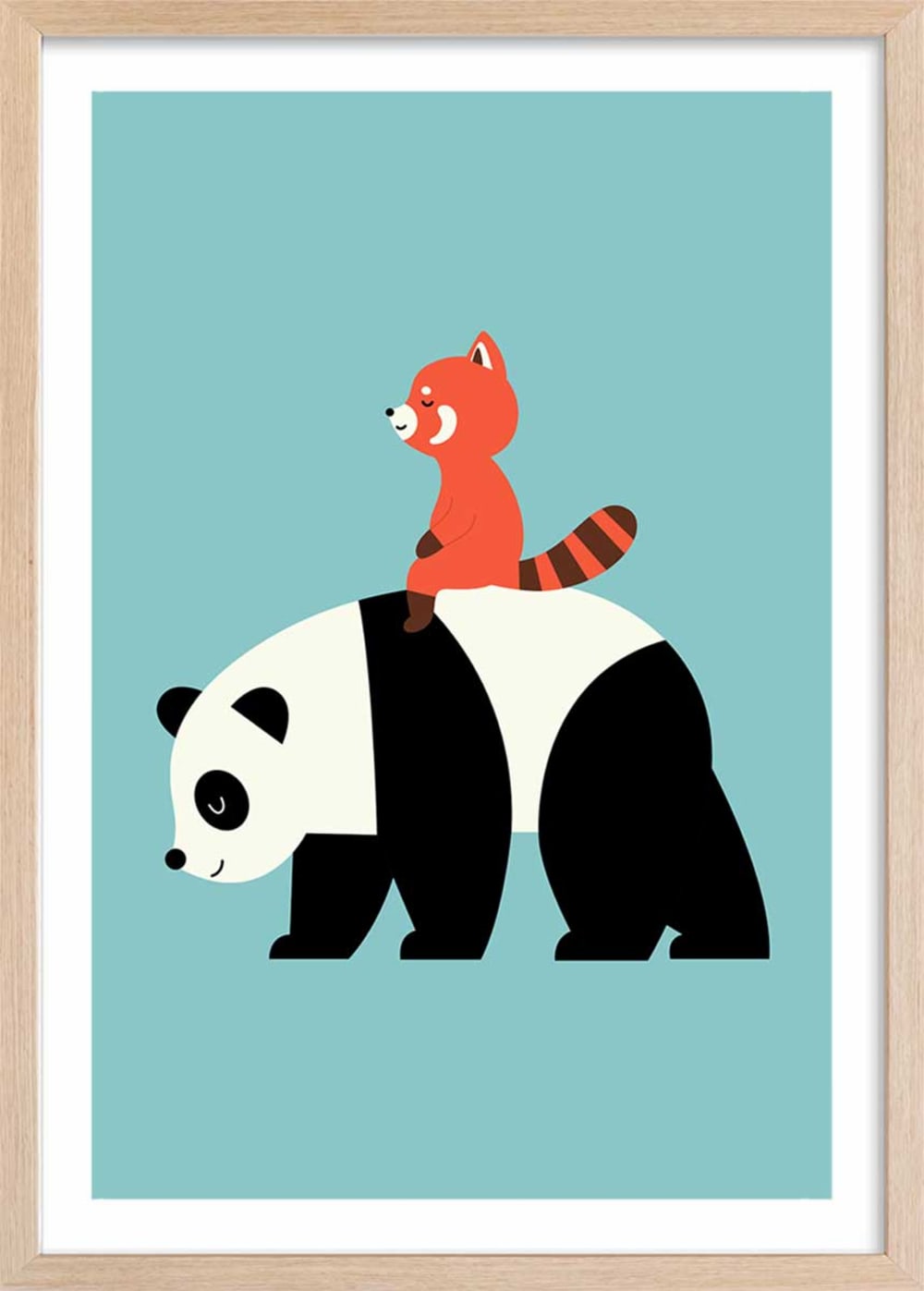 Affiche enfant panda walk  avec cadre bois 40x60 cm