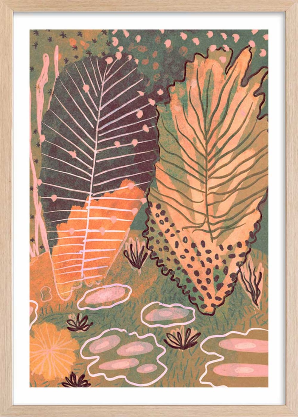 Affiche enfant forêt magique  avec cadre bois 40x60 cm