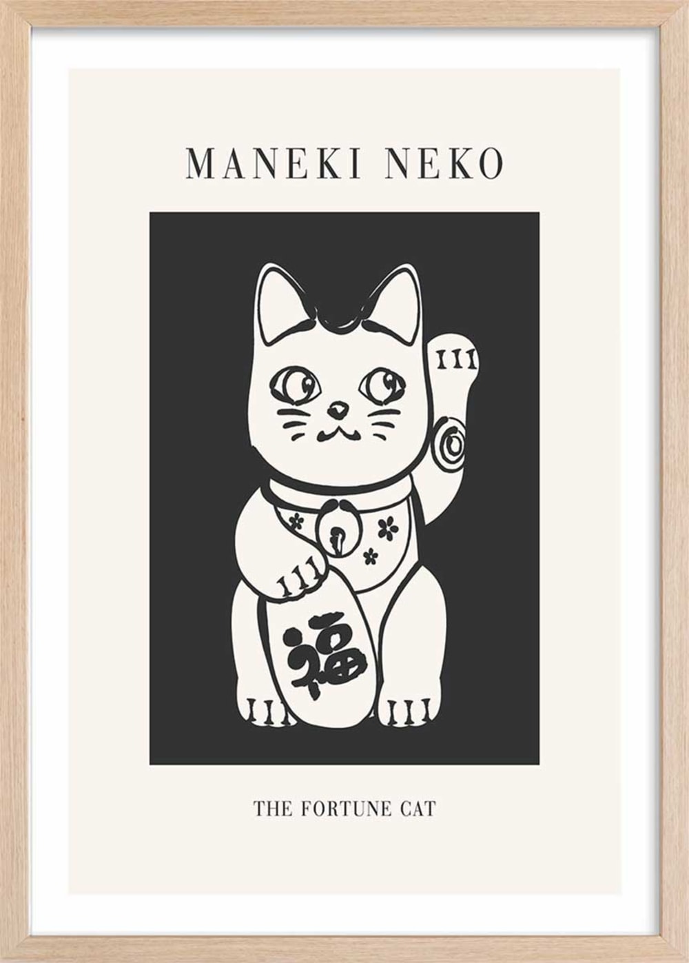 Affiche enfant manekineko  avec cadre bois 40x60 cm