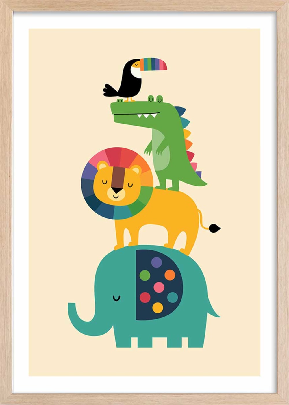 Affiche enfant totem des amis  avec cadre bois 40x60 cm