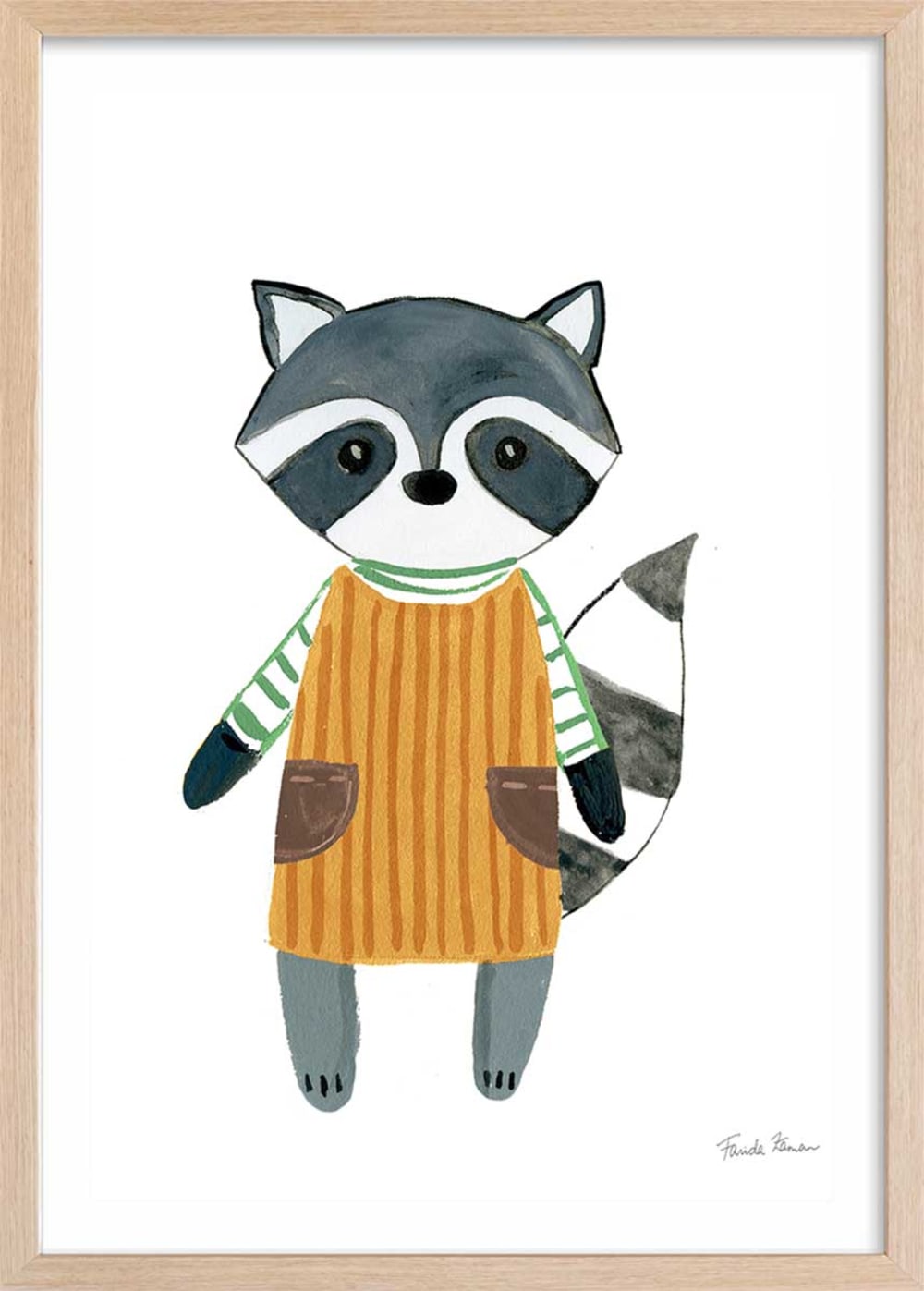 Affiche enfant maman raton  avec cadre bois 40x60 cm