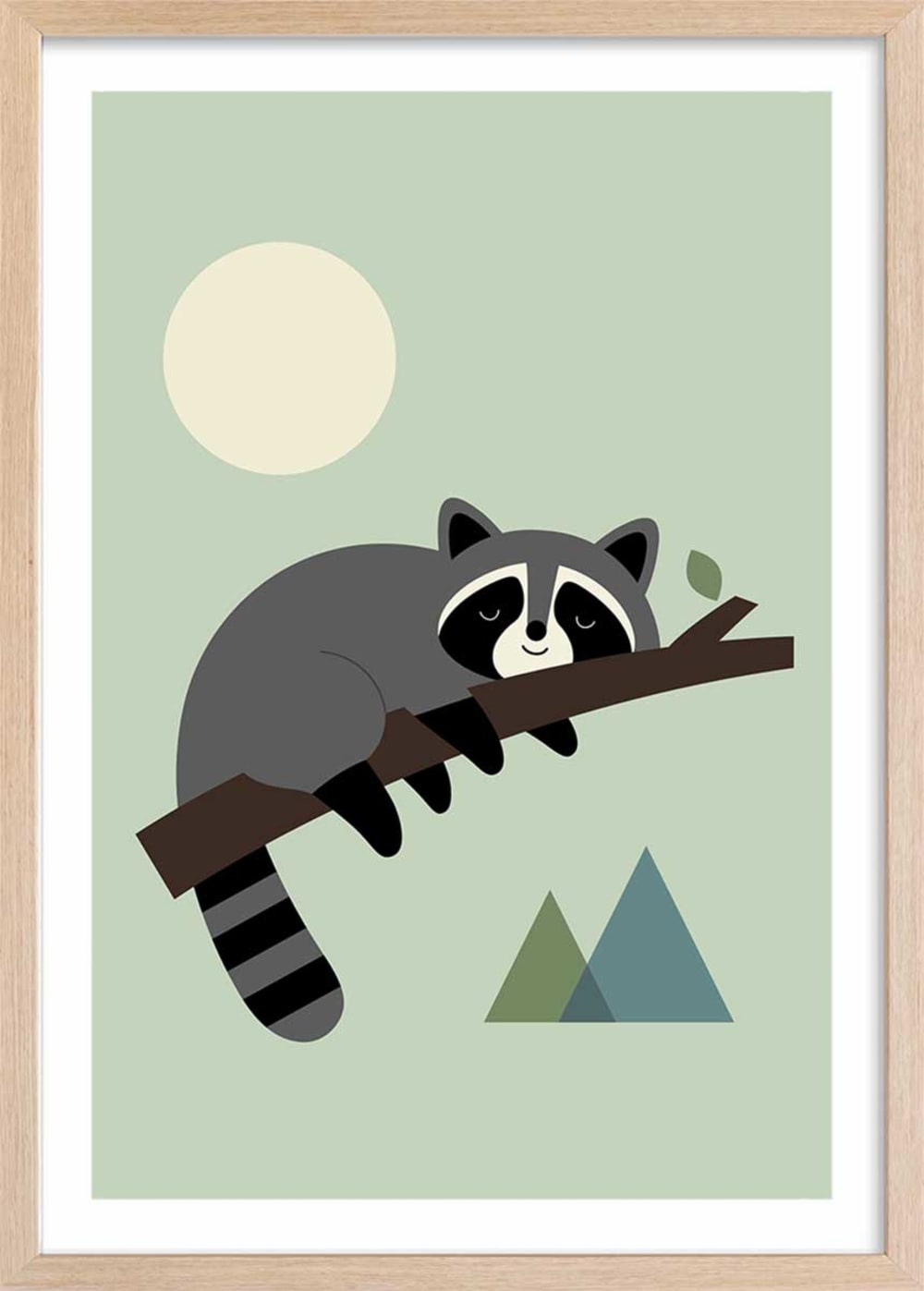 Affiche enfant raton sur sa branche  avec cadre bois 40x60 cm
