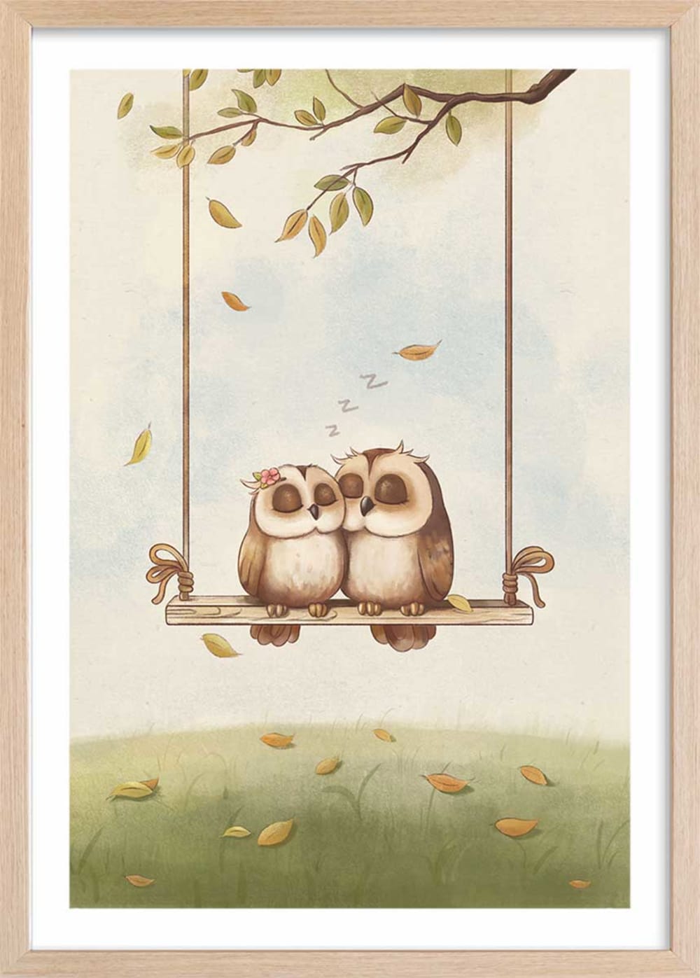 Affiche enfant hiboux amoureux