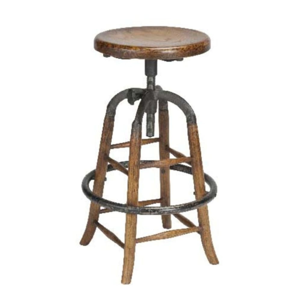 Barhocker Eiche massiv Metall verstellbar - H66 cm - Maisons Du