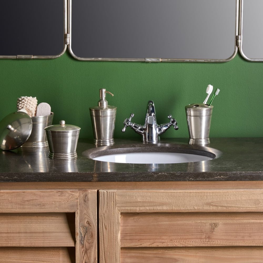 Porte brosse à dents en laiton finition argent - H13 cm - Maisons du Monde