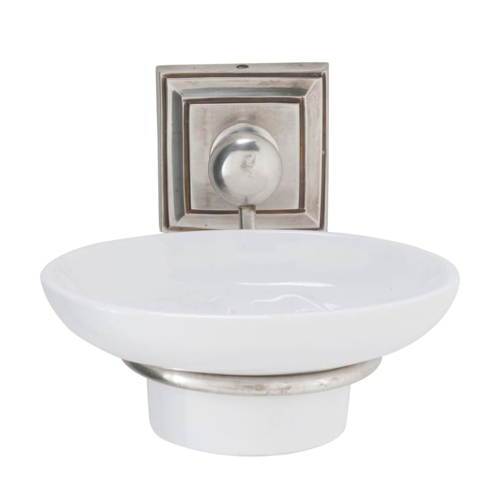 Signature Porte-savon mural base laiton et socle en céramique blanche - p13 cm Argenté Métal