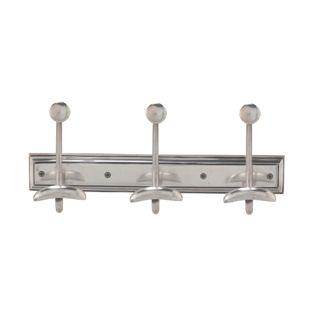 Porte-manteaux mural 3 crochets en laiton finition argent - H17 cm