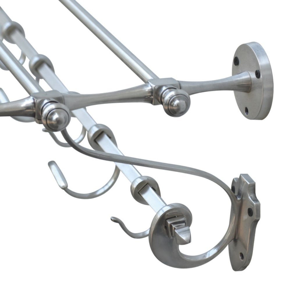 Porte-manteaux 12 crochets en laiton finition argent - H22 cm
