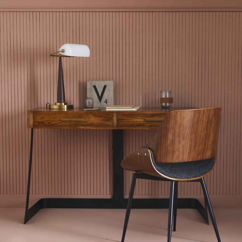 Signature Schreibtisch aus Metall und gebrannter Eiche - L120 cm Braun Holz