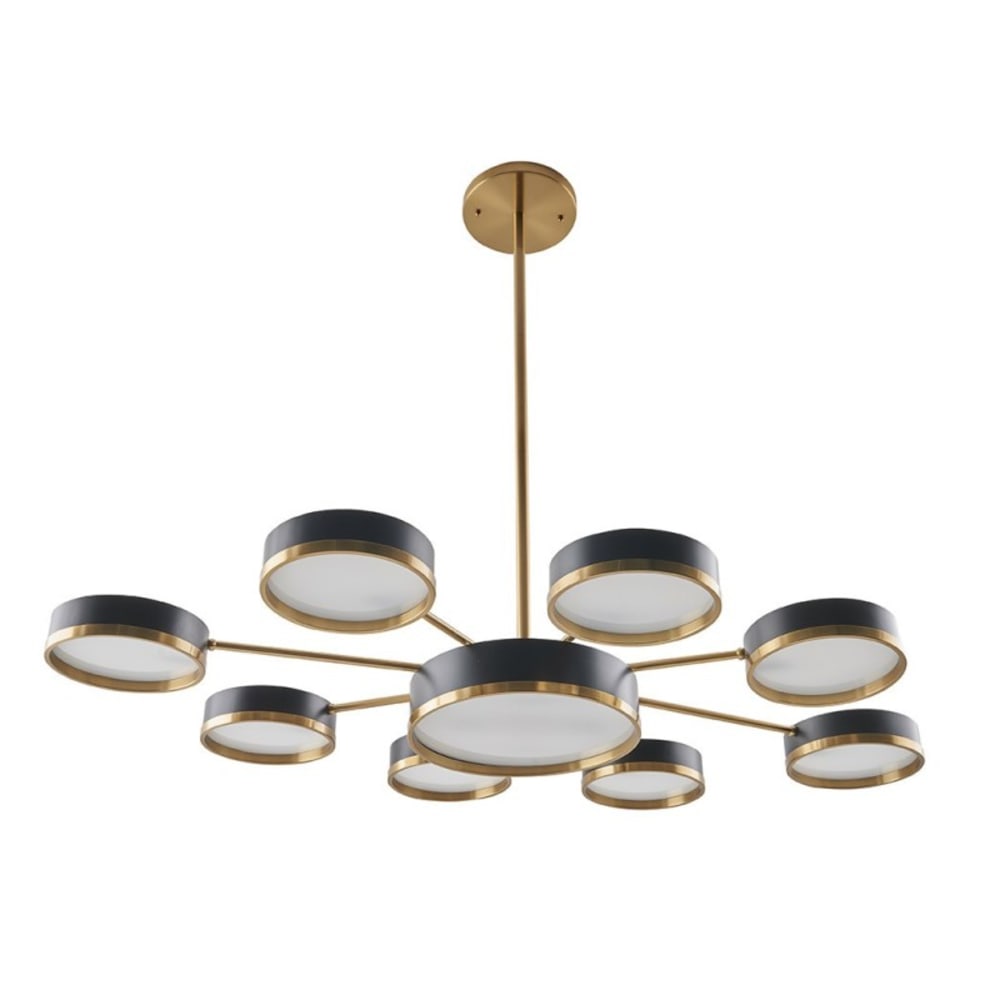 Lustre métal couleur laiton et noir - h159 cm — vue 3