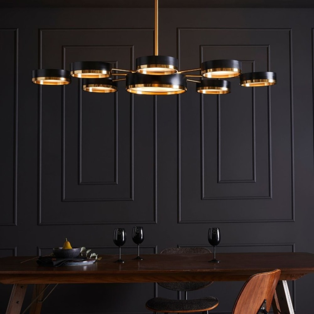 Lustre métal couleur laiton et noir - h159 cm — vue 4