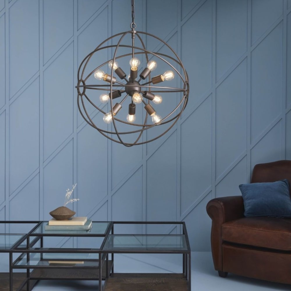 Lustre rond en métal gris - d100 cm — vue 4