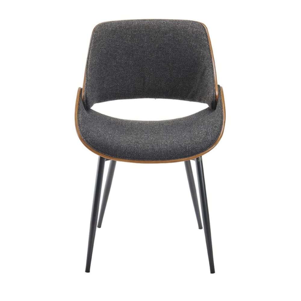 Stuhl mit Walnuss-Finish und grauem Stoffsitz - H78 cm - Maisons