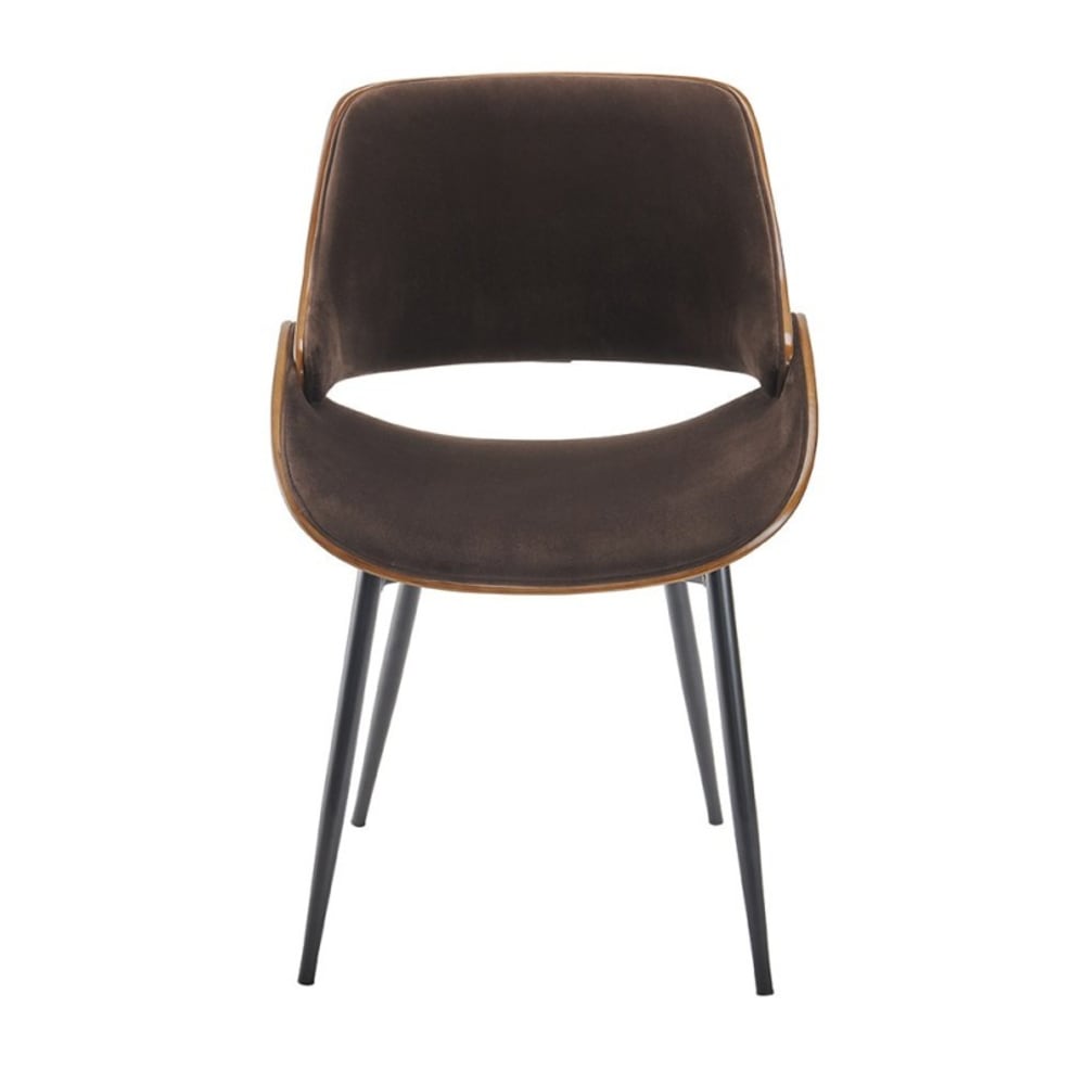 Chaise en velours marron piètement en métal - h78 cm - Maisons du Monde