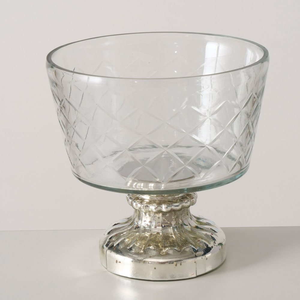 Photophore en verre transparent et verre laqué 20x20x19.5cm - Maisons du Monde