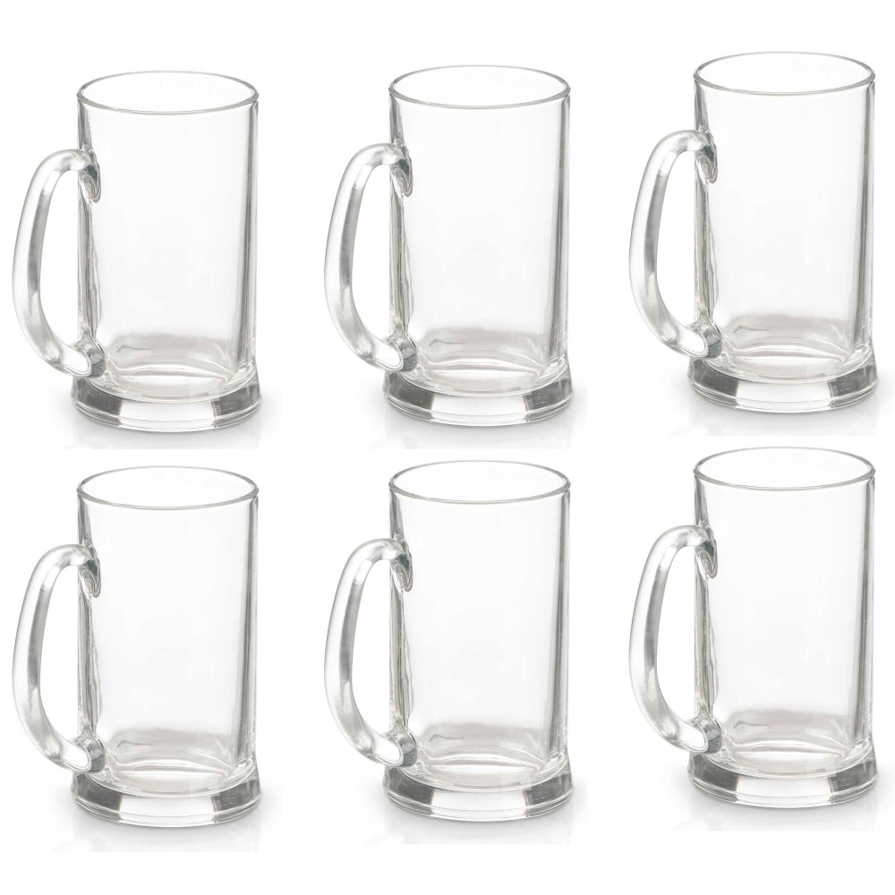 Wadiga Set de 6 chopes à bière en verre avec poignées 650ml Transparent