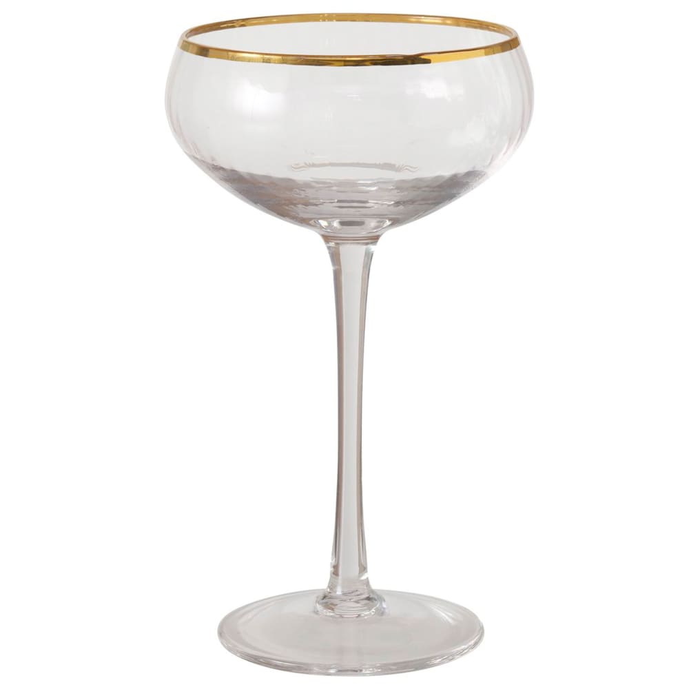 Flûte à champagne en verre et liseré doré 10x10x17cm