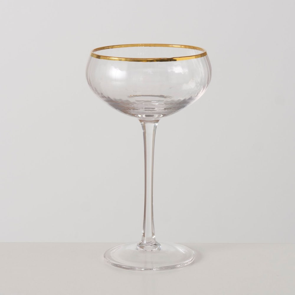 Flûte à champagne en verre et liseré doré 10x10x17cm - Maisons du Monde