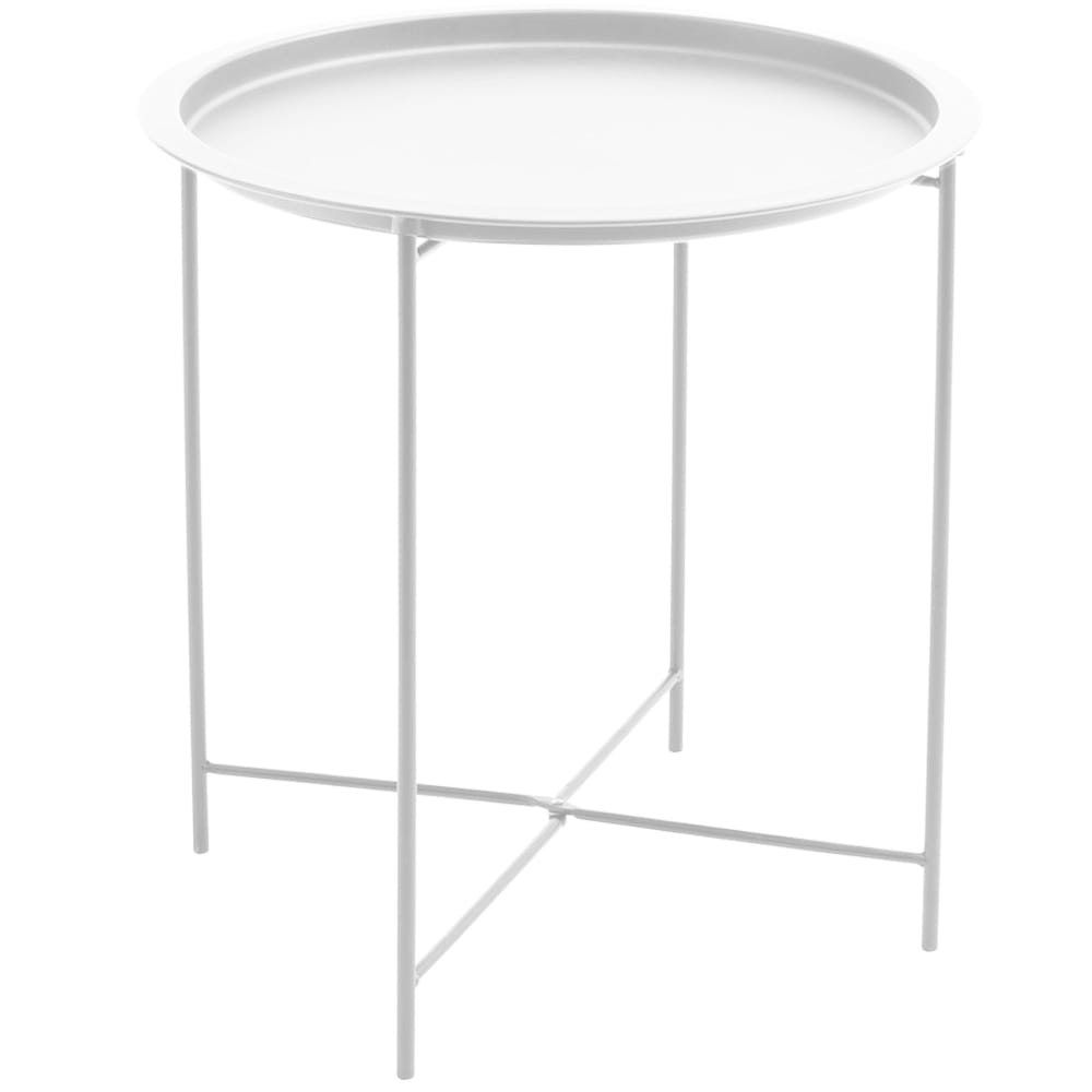 Table d'appoint ronde en métal blanc 47x47x51cm Table d'appoint ronde en métal blanc 47x47x51cm