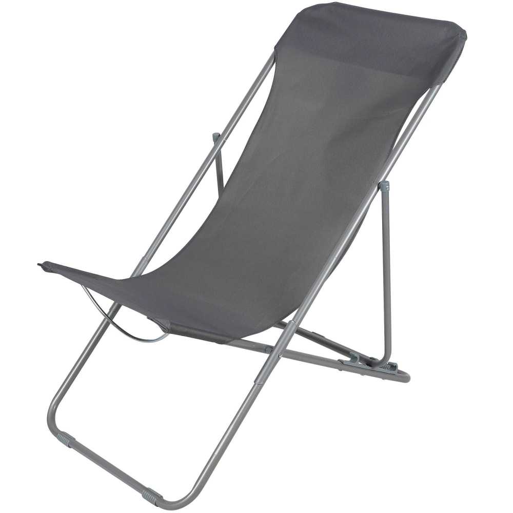 Wadiga Chaise longue pliante chilienne métal gris anthracite 85x56x90cm