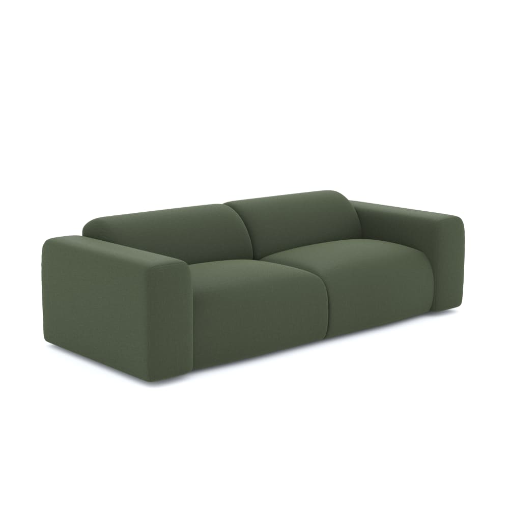 Canapé 3 places en tissu tramé vert olive