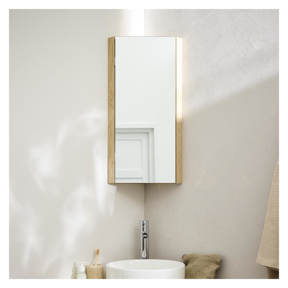 Armoire de toilette d'angle en chêne 25.2 x 70 cm - Maisons du Monde