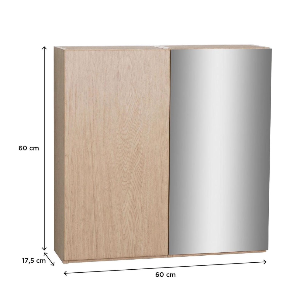 Armoire de toilette 60cm double porte en chêne porte + miroir