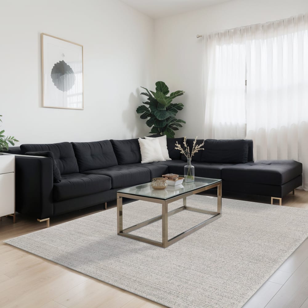 Tapis design ultra doux en fibres recyclées gris 200 x 290