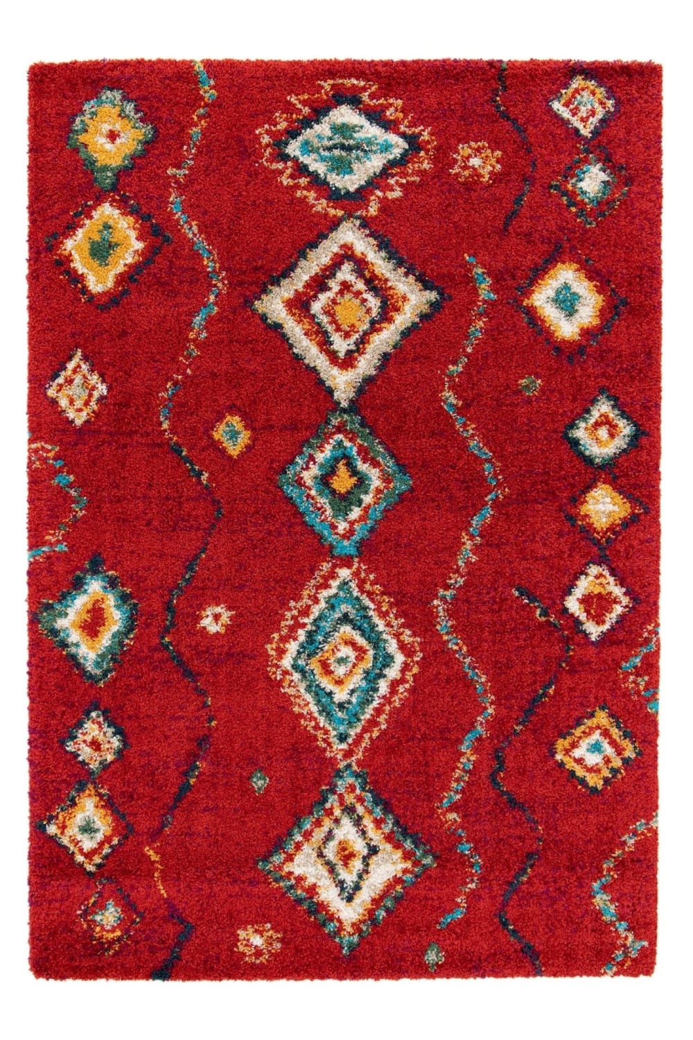 Tapis épais et confortable style ethnique rouge 140 x 200 cm