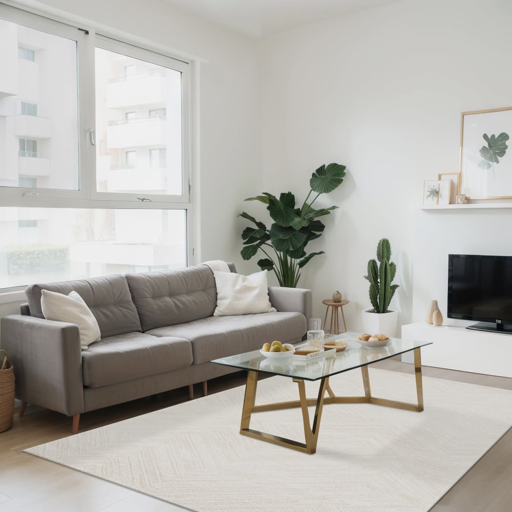 Tapis design ultra doux en fibres recyclées blanc 200 x 290