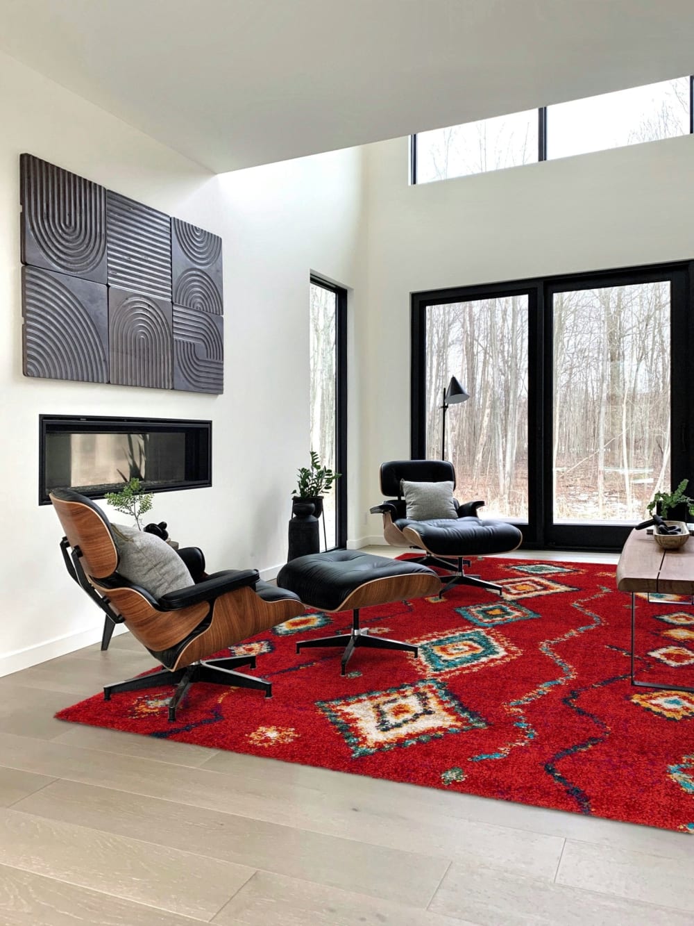 Tapis épais et confortable style ethnique rouge 80 x 150 cm — vue 3