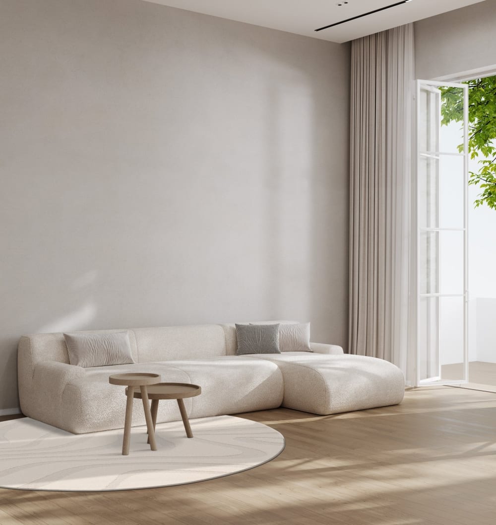 Tapis rond design avec effet relief beige 160 x 160 cm